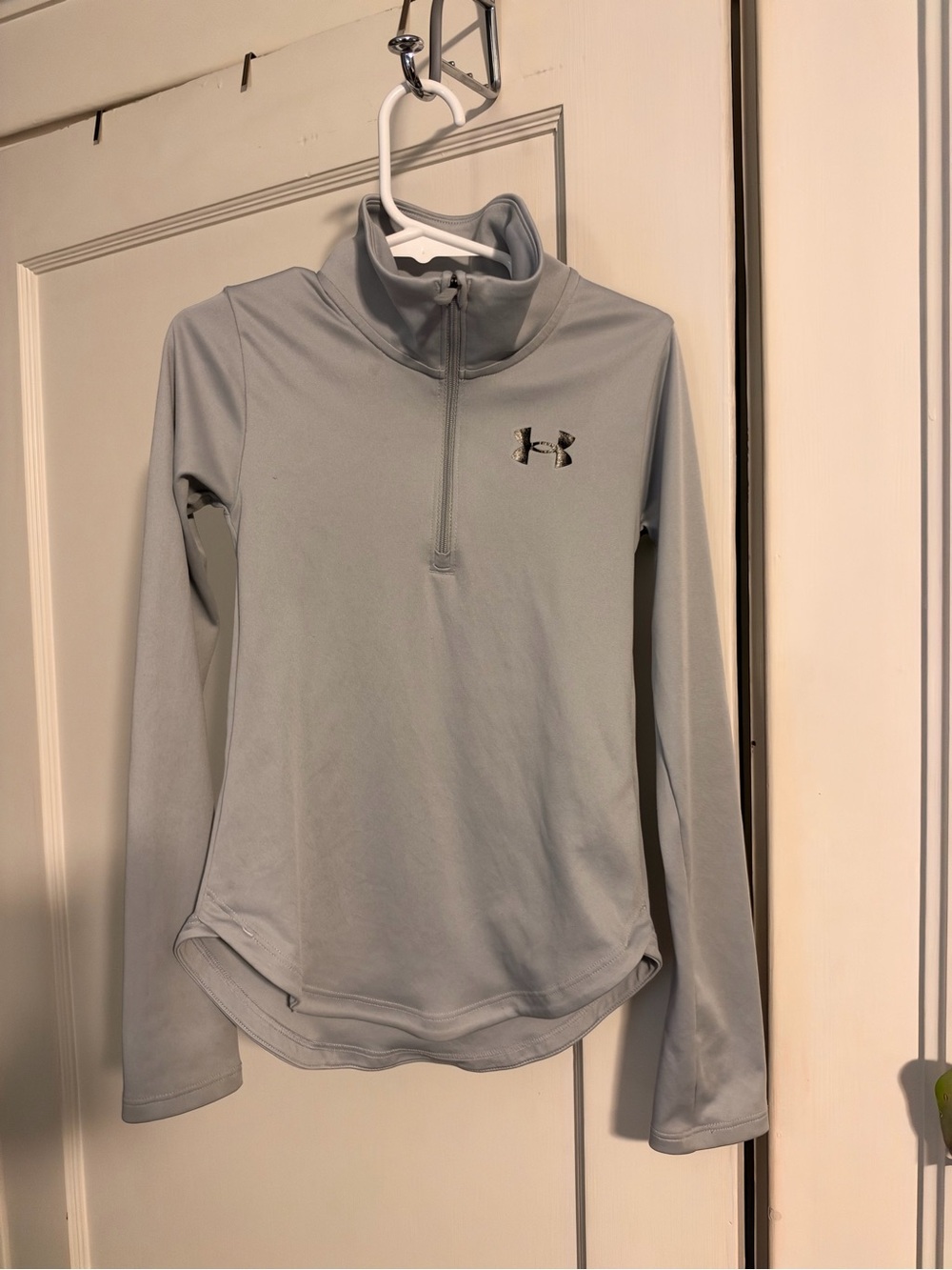Kids Under Armour Light Gray Quarter-Zip Pullover